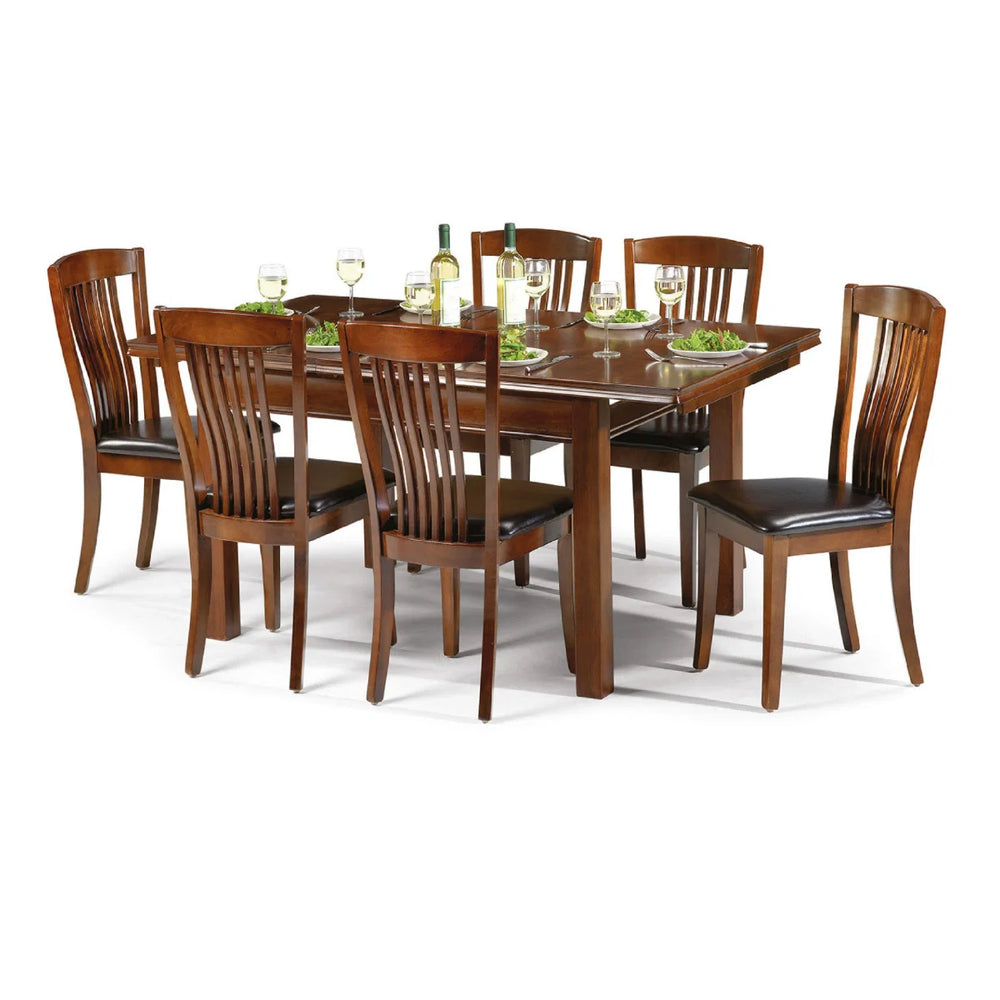 Julian Bowen Canterbury Extendable Solid Rubberwood Dining Table with Butterfly Extension, Mahogany Finish