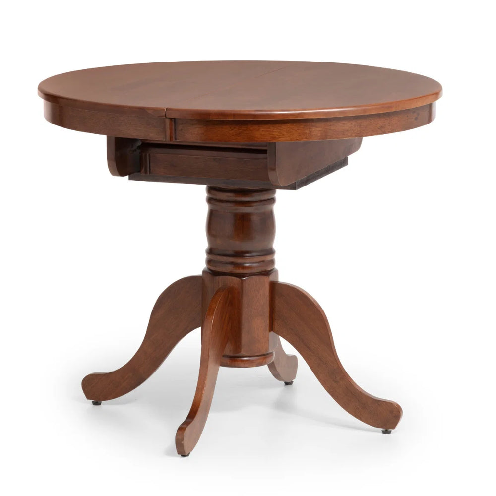 Julian Bowen Canterbury Round to Oval Extending Dining Table in Mahogany Finish – Solid Malaysian Hardwood Pedestal Table with Butterfly Extension, Seats Up to 6