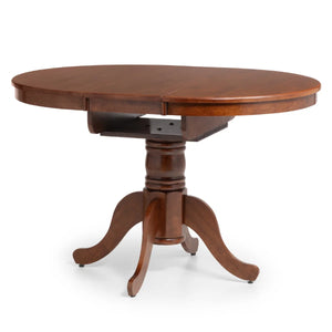 Julian Bowen Canterbury Round to Oval Extending Dining Table in Mahogany Finish – Solid Malaysian Hardwood Pedestal Table with Butterfly Extension, Seats Up to 6