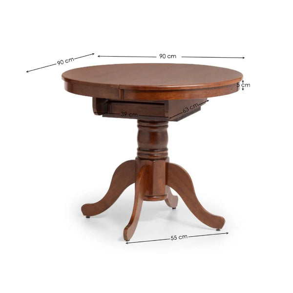 Julian Bowen Canterbury Round to Oval Extending Dining Table in Mahogany Finish – Solid Malaysian Hardwood Pedestal Table with Butterfly Extension, Seats Up to 6