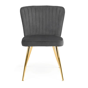 Julian Bowen Cannes Velvet Dining Chairs with Scalloped Back & Gold Legs – Set of 2