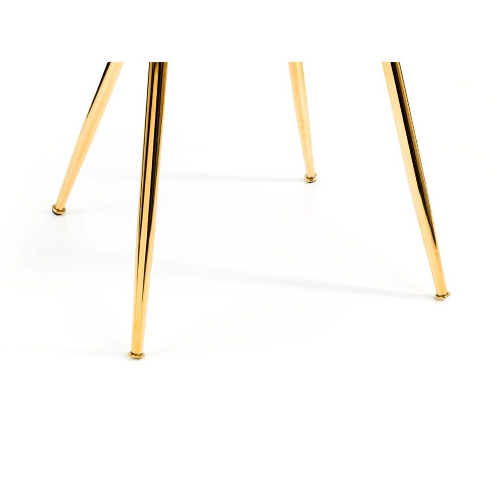 Julian Bowen Cannes Velvet Dining Chairs with Scalloped Back & Gold Legs – Set of 2