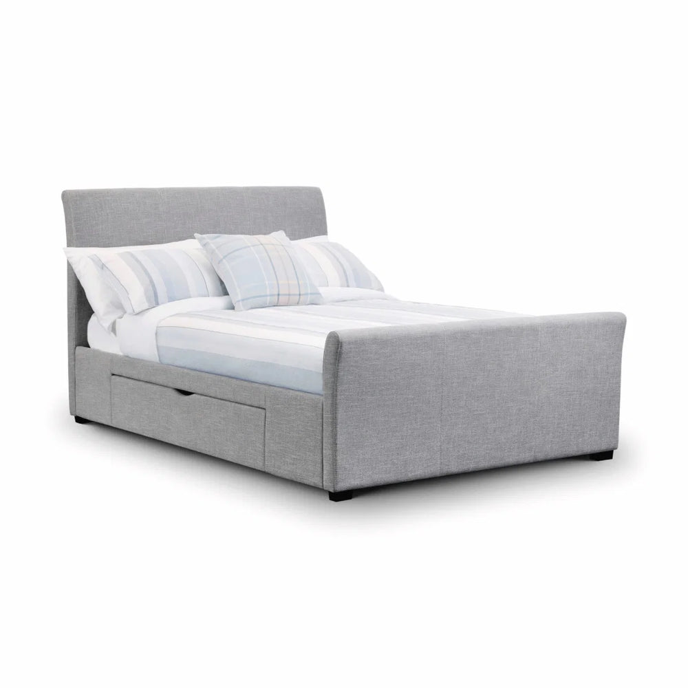 Julian Bowen Capri Light Grey Fabric Storage Bed with 2 Underbed Drawers – Sprung Slatted Frame