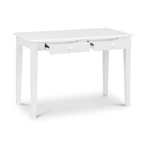 Julian Bowen Carrington White Wooden Desk with 2 Storage Drawers for Home Office, Study & Bedroom