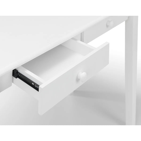 Julian Bowen Carrington White Wooden Desk with 2 Storage Drawers for Home Office, Study & Bedroom