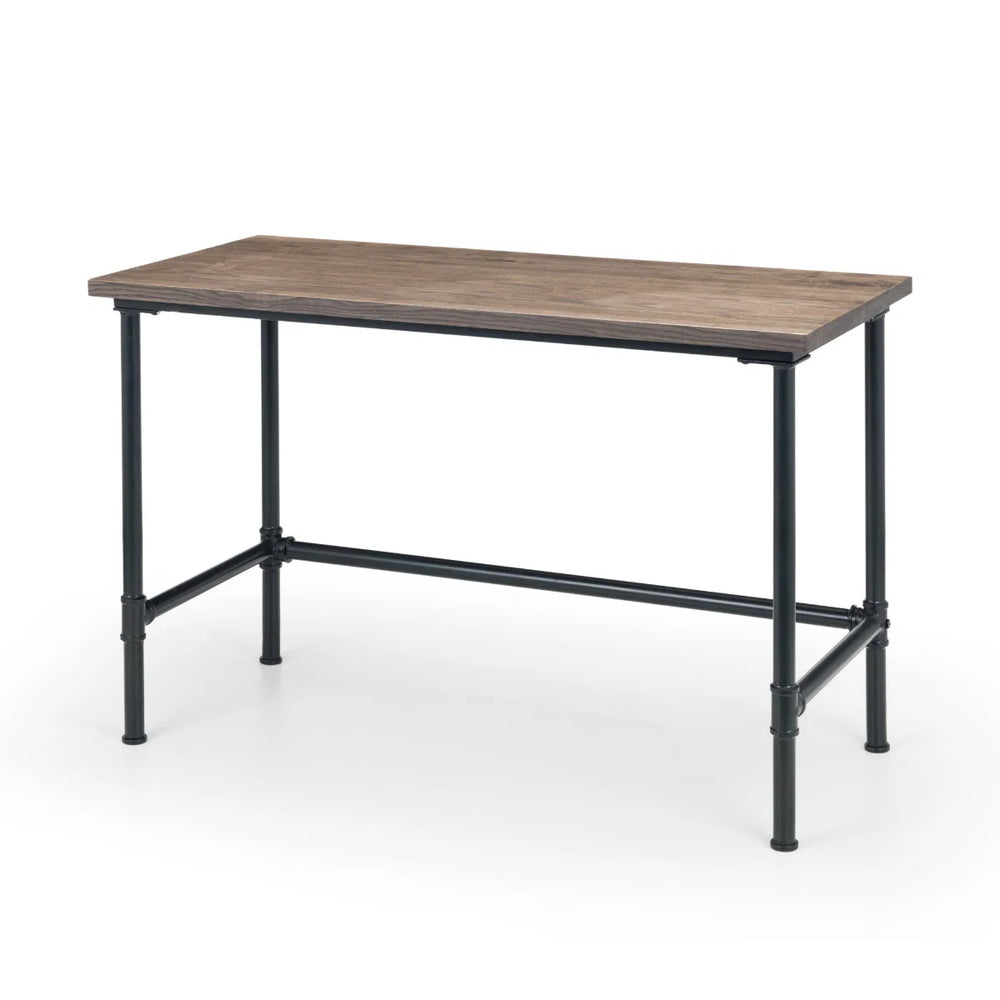 Julian Bowen Carnegie Industrial Pipe Office Desk with Mocha Elm Wood Finish & Black Steel Frame – 120cm