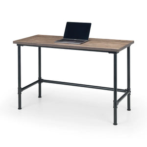 Julian Bowen Carnegie Industrial Pipe Office Desk with Mocha Elm Wood Finish & Black Steel Frame – 120cm