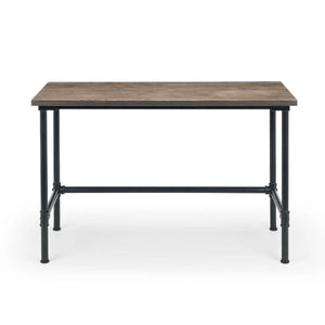 Julian Bowen Carnegie Industrial Pipe Office Desk with Mocha Elm Wood Finish & Black Steel Frame – 120cm