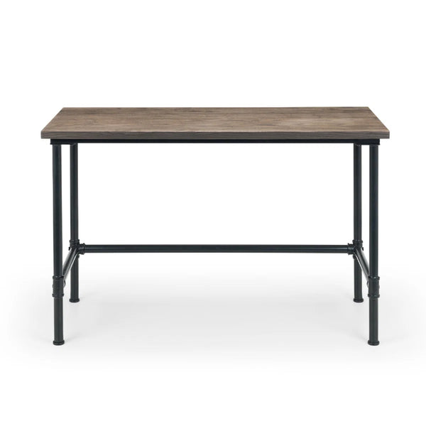 Julian Bowen Carnegie Industrial Pipe Office Desk with Mocha Elm Wood Finish & Black Steel Frame – 120cm