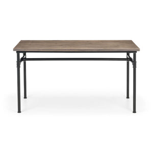 Julian Bowen Carnegie Industrial Solid Elm Wood Dining Table with Powder-Coated Steel Pipe Legs – Mocha Finish – 140 x 70cm