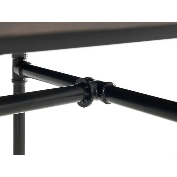 Julian Bowen Carnegie Industrial Solid Elm Wood Dining Table with Powder-Coated Steel Pipe Legs – Mocha Finish – 140 x 70cm
