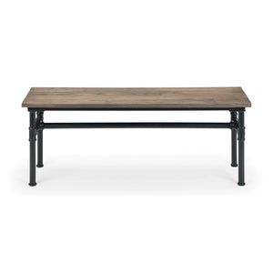 Julian Bowen Carnegie Industrial Elm Wood Dining Bench with Powder-Coated Steel Pipe Legs - Mocha Finish - 120cm