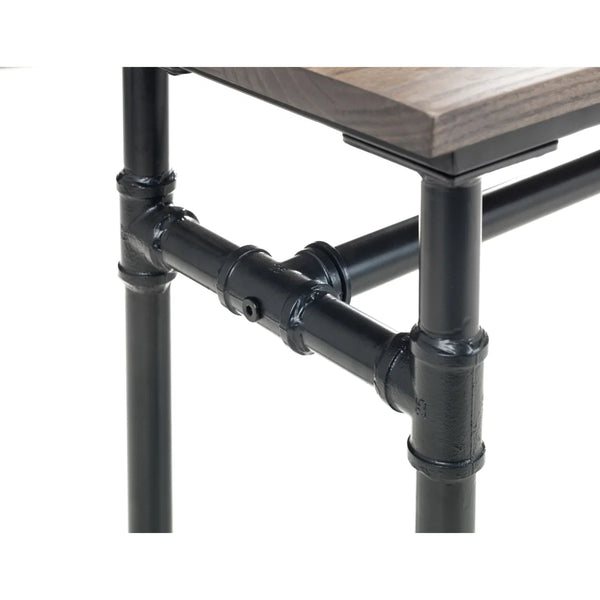 Julian Bowen Carnegie Industrial Elm Wood Dining Bench with Powder-Coated Steel Pipe Legs - Mocha Finish - 120cm