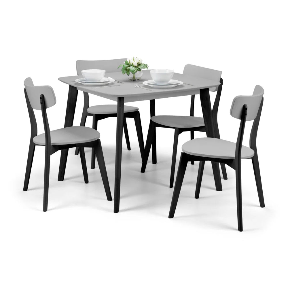 Julian Bowen Casa Square Grey Dining Table with Black Solid Hardwood Legs – 90cm Modern Dining Table