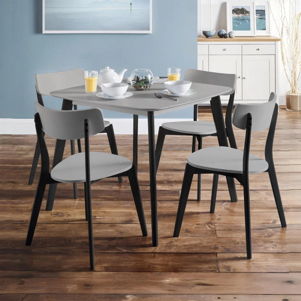 Julian Bowen Casa Square Grey Dining Table with Black Solid Hardwood Legs – 90cm Modern Dining Table