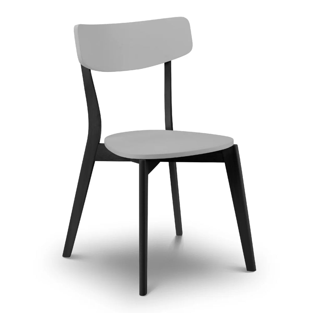 Julian Bowen Casa Set of 2 Retro Grey Dining Chairs with Black Solid Wood Legs
