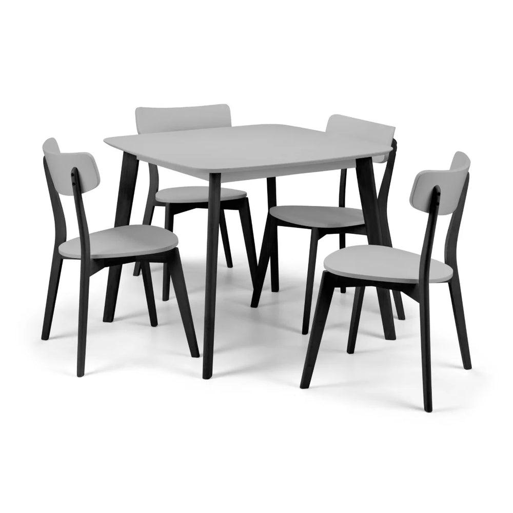 Julian Bowen Casa Set of 2 Retro Grey Dining Chairs with Black Solid Wood Legs