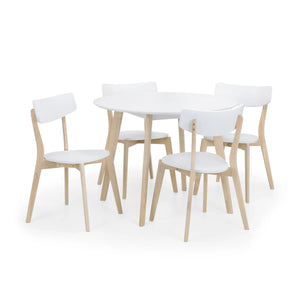 Julian Bowen Casa Round Dining Table with White Lacquer Top & Limed Oak Effect Legs – 100cm