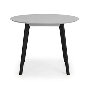 Julian Bowen Casa Round Grey Lacquer Dining Table with Black Wooden Legs – 100cm Modern Retro Kitchen & Dining Table