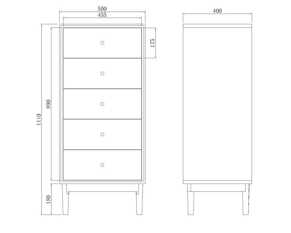 Wright Oak Tallboy Chest of 5 Drawers - My Store