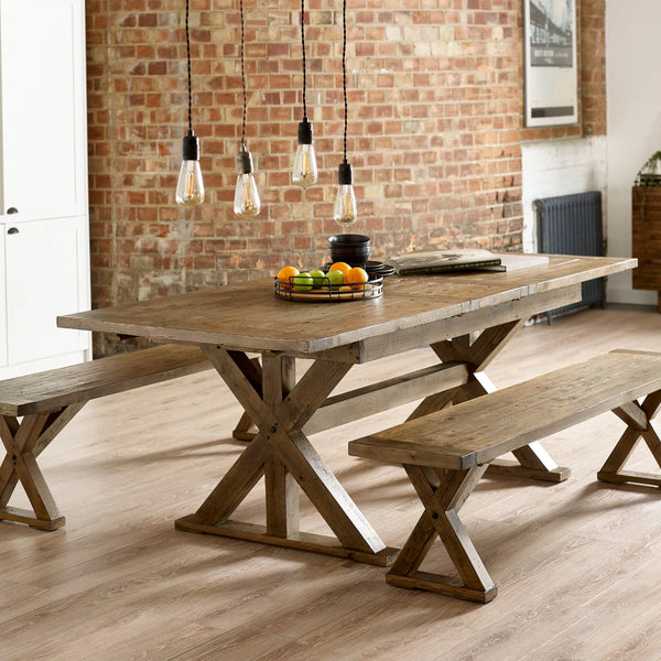Julian Bowen Chatsworth Reclaimed Wood Extending Dining Table with Trestle Legs – 220cm