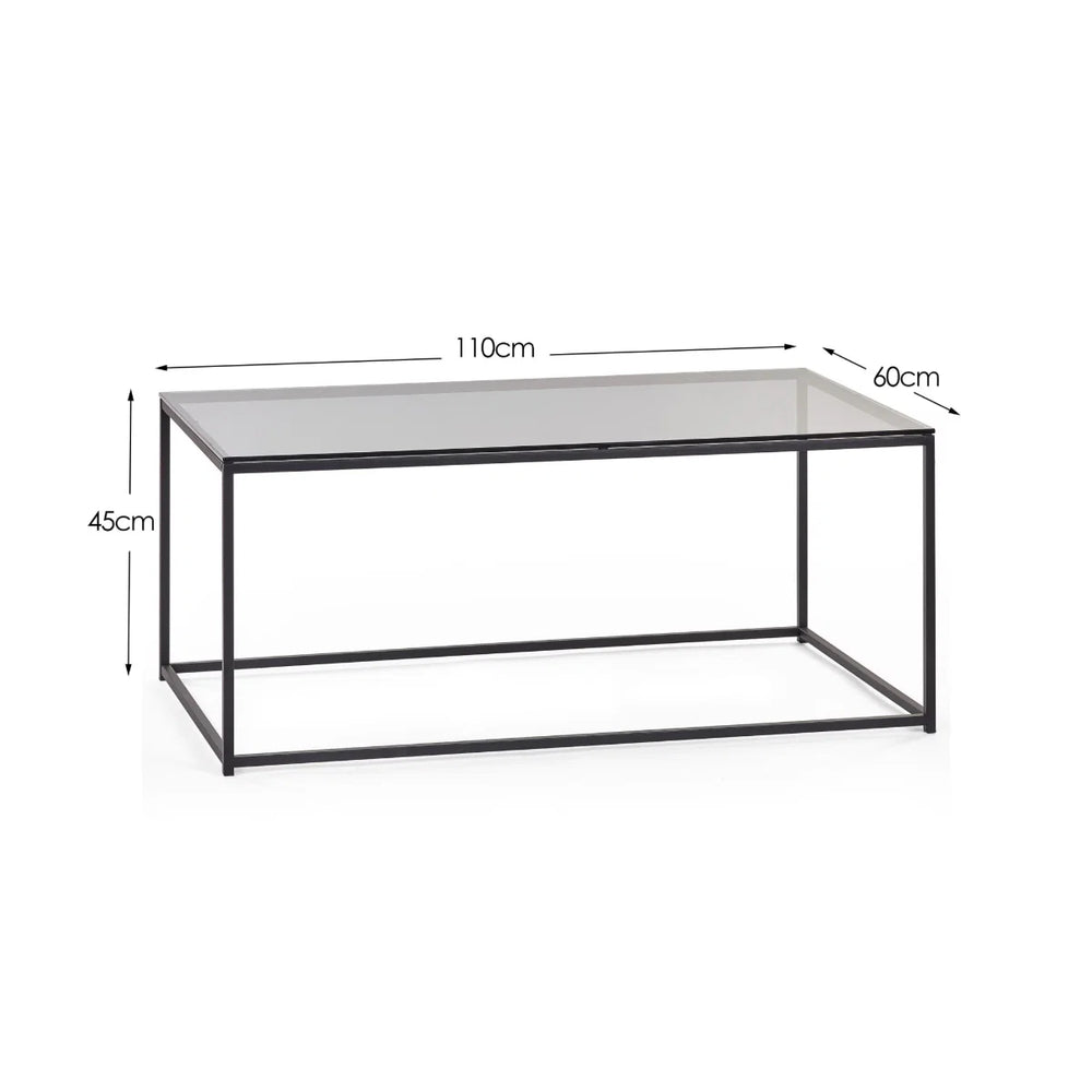 Julian Bowen Chicago Smoked Glass Coffee Table – Modern Rectangular Living Room Table with Minimalist Design, 110 x 60 x 45cm