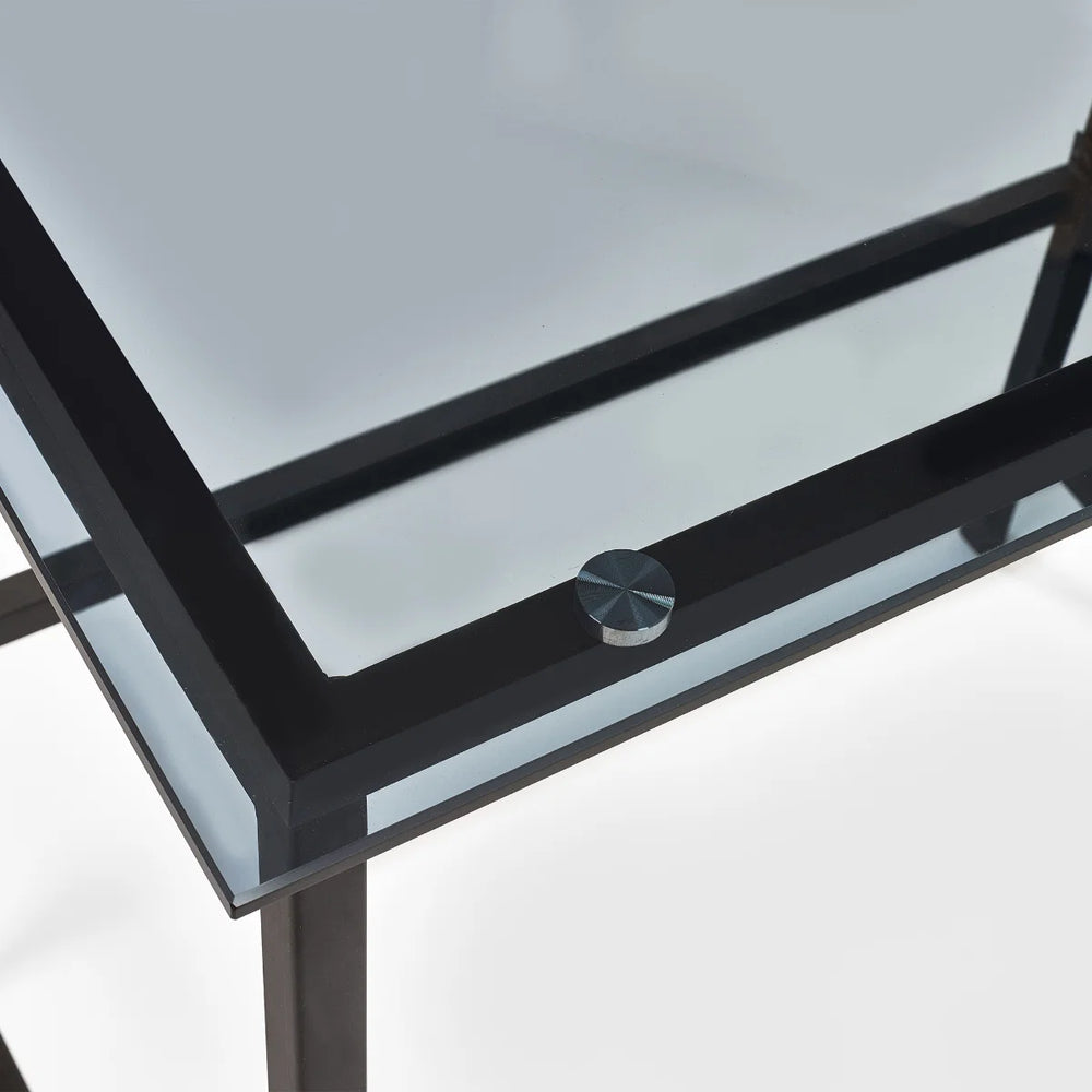 Julian Bowen Chicago Smoked Glass Home Office Desk with Minimalist Metal Frame