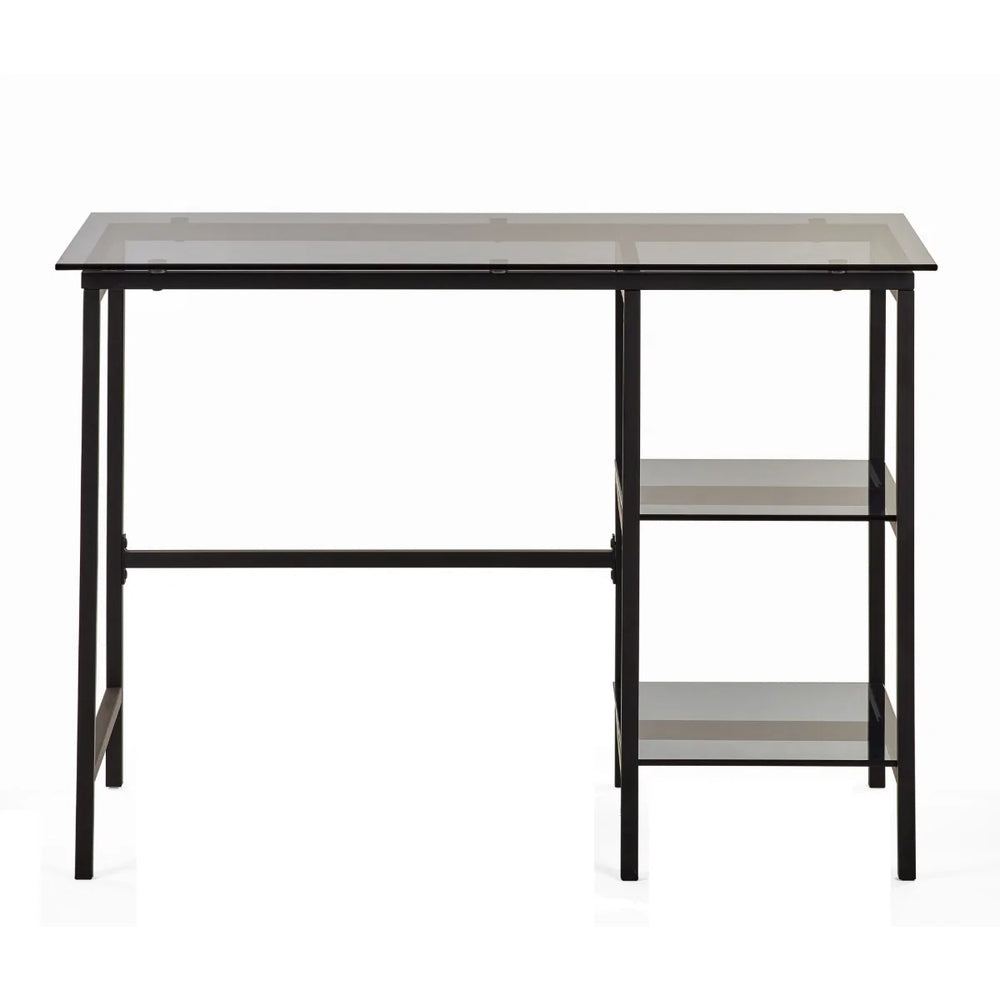 Julian Bowen Chicago Smoked Glass Home Office Desk with Minimalist Metal Frame