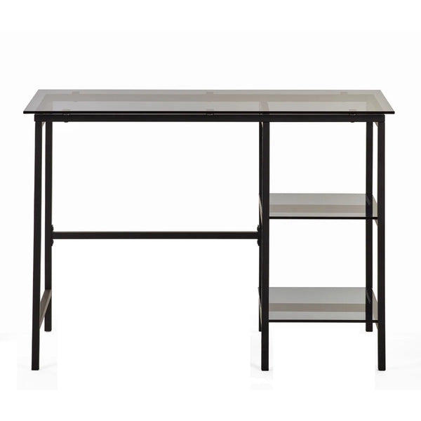Julian Bowen Chicago Smoked Glass Home Office Desk with Minimalist Metal Frame