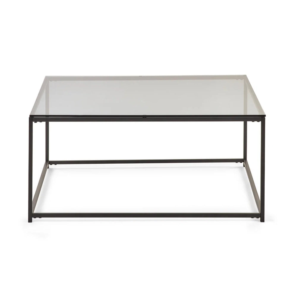 Julian Bowen Chicago Smoked Glass Square Coffee Table – Modern Contemporary Living Room Table