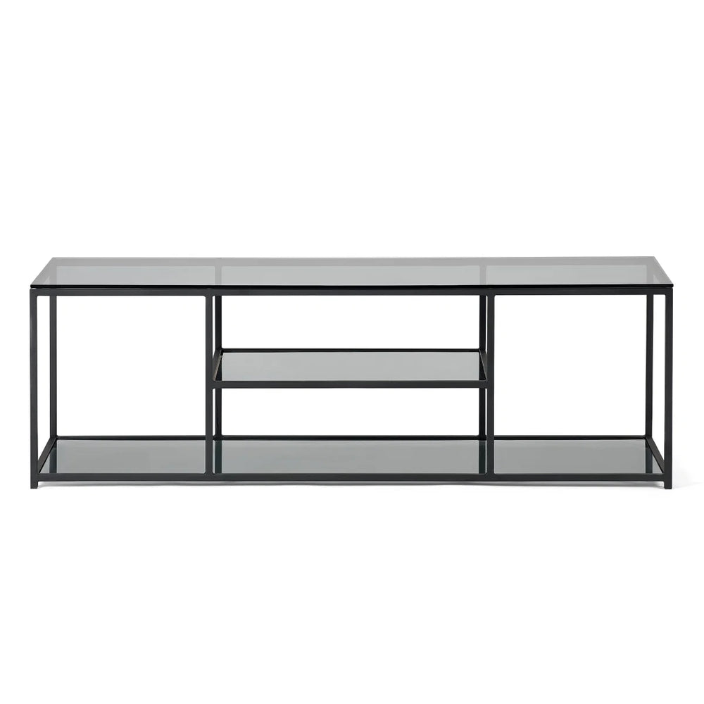 Julian Bowen Chicago Smoked Glass TV Unit with Modern Minimalist Design – 140cm Entertainment Stand