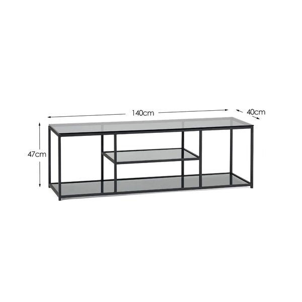 Julian Bowen Chicago Smoked Glass TV Unit with Modern Minimalist Design – 140cm Entertainment Stand