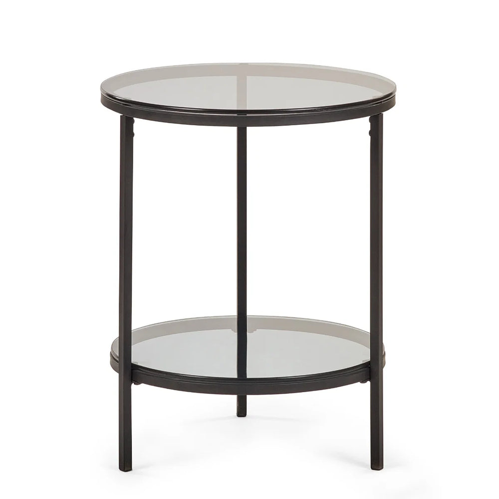 Julian Bowen Chicago Circular Smoked Glass Lamp Table – Modern Round Side Table for Living Room, Bedroom & Lounge