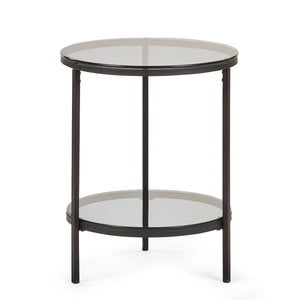 Julian Bowen Chicago Circular Smoked Glass Lamp Table – Modern Round Side Table for Living Room, Bedroom & Lounge
