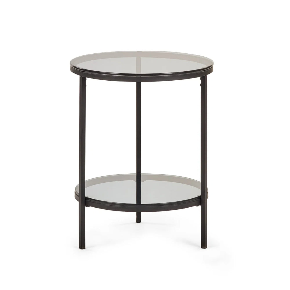 Julian Bowen Chicago Circular Smoked Glass Lamp Table – Modern Round Side Table for Living Room, Bedroom & Lounge