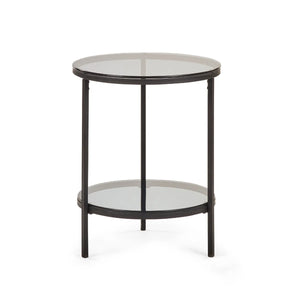 Julian Bowen Chicago Circular Smoked Glass Lamp Table – Modern Round Side Table for Living Room, Bedroom & Lounge