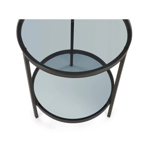 Julian Bowen Chicago Circular Smoked Glass Lamp Table – Modern Round Side Table for Living Room, Bedroom & Lounge