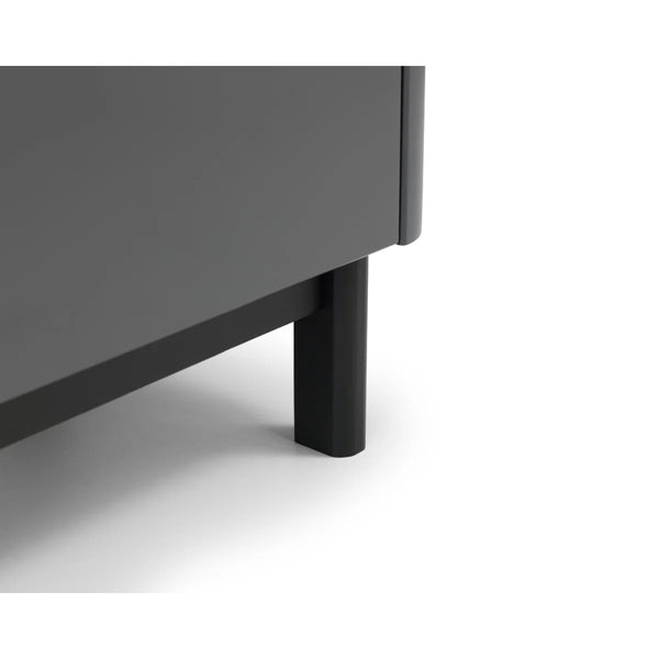 Julian Bowen Chloe 2 Drawer Bedside Table in Storm Grey with Satin Black Wooden Legs