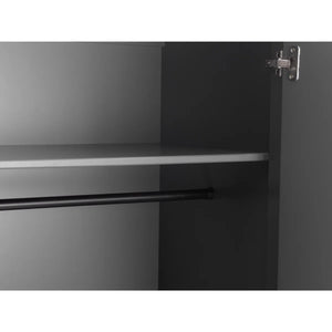 Julian Bowen Chloe 2 Door 1 Drawer Wardrobe in Storm Grey – Modern Wooden Bedroom Storage Cabinet with Hanging Rail & Drawer