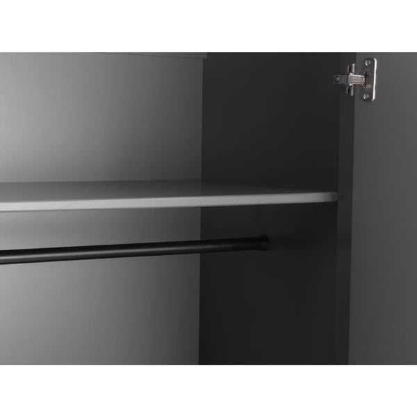 Julian Bowen Chloe 2 Door 1 Drawer Wardrobe in Storm Grey – Modern Wooden Bedroom Storage Cabinet with Hanging Rail & Drawer