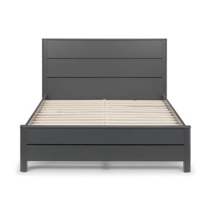 Julian Bowen Chloe Storm Grey Wooden Bed Frame – Modern Retro Design with Rounded Edges & Panel Detail – Double & King Sizes
