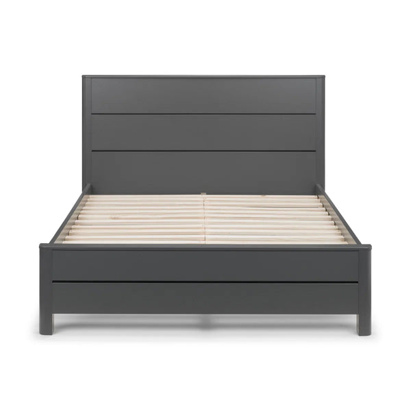 Julian Bowen Chloe Storm Grey Wooden Bed Frame – Modern Retro Design with Rounded Edges & Panel Detail – Double & King Sizes