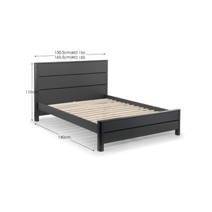 Julian Bowen Chloe Storm Grey Wooden Bed Frame – Modern Retro Design with Rounded Edges & Panel Detail – Double & King Sizes