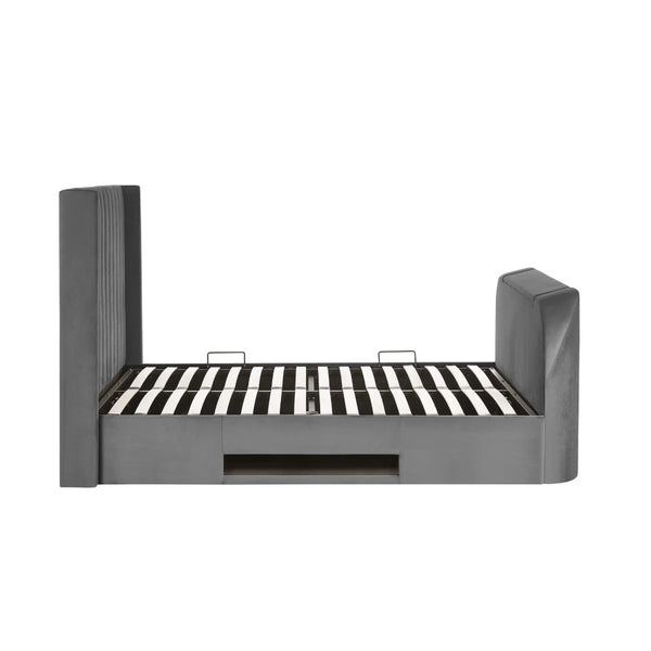 Julian Bowen Clara Dark Grey Side-Lift Ottoman TV Bed with Remote Control & Built-in Storage – Double