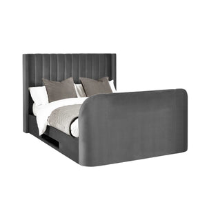Julian Bowen Clara Dark Grey Side-Lift Ottoman TV Bed with Remote Control & Built-in Storage – Double