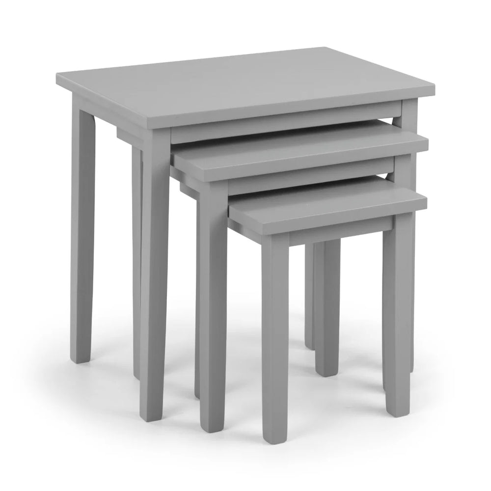 Julian Bowen Cleo Grey Nest of 3 Tables – Solid Malaysian Hardwood Space-Saving Side & Coffee Table Set