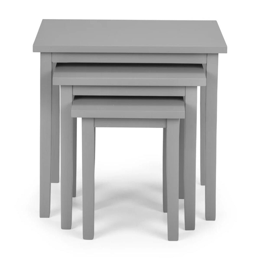 Julian Bowen Cleo Grey Nest of 3 Tables – Solid Malaysian Hardwood Space-Saving Side & Coffee Table Set