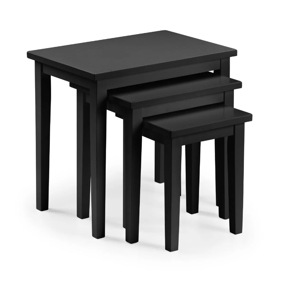Julian Bowen Cleo Black Solid Malaysian Hardwood Nest of 3 Tables
