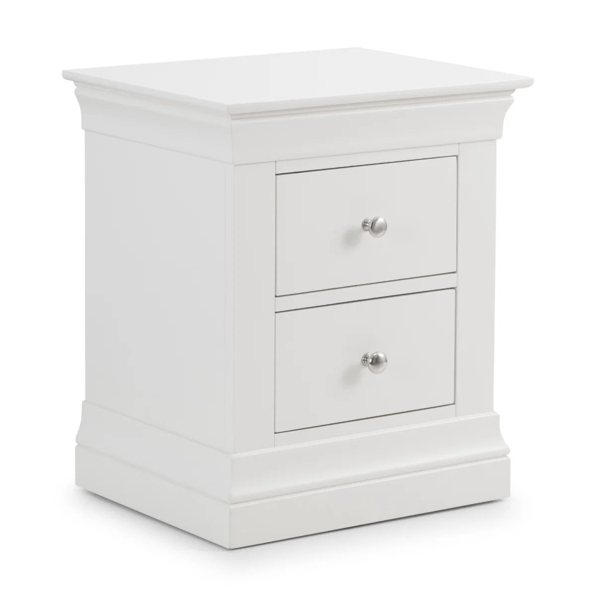 Bowen Clermont 2 Drawer Bedside Table Surf – Solid Pine & MDF Nightstand Brushed Steel Handles