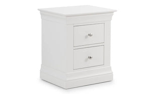 Clermont 2 Drawer Bedside Table – Light Grey Lacquered Wooden Nightstand with Brushed Steel Handles